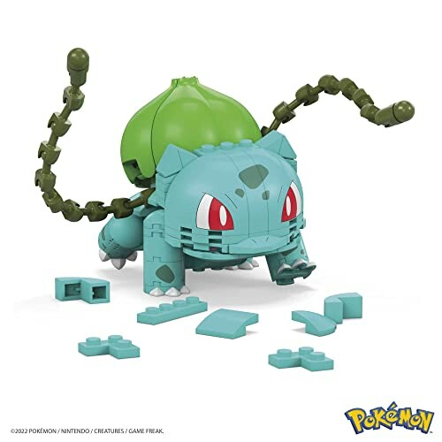 Bouwset speelgoed van Bulbasaur met losse onderdelen.