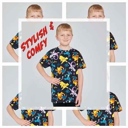 Kind in Pokémon T-shirt met kleurrijke print