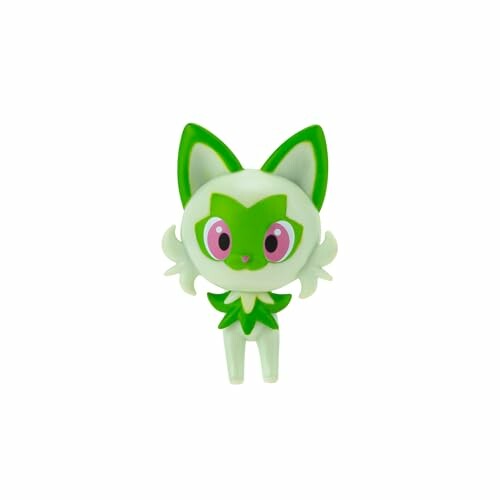 Groene kattenfiguur op witte achtergrond.