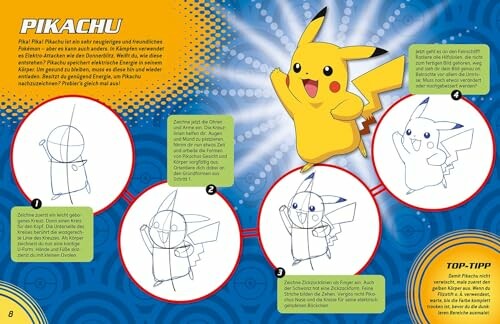 Stapsgewijze handleiding voor het tekenen van Pikachu.