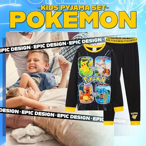 Kinderen dragen een Pokémon-pyjama.