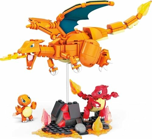 Lego draken en figuren met vlammen