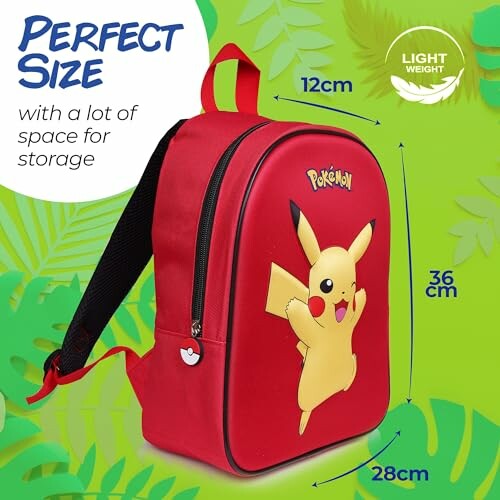 Rode Pikachu rugzak met afmetingen