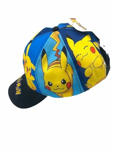 Blauw-gele pet met Pikachu afbeeldingen