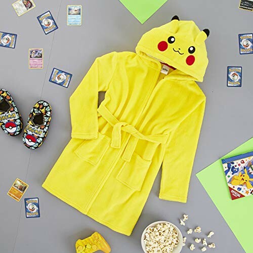 Gele badjas met Pikachu-thema en accessoires