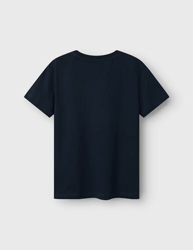 Achterkant van een effen donkerblauw T-shirt