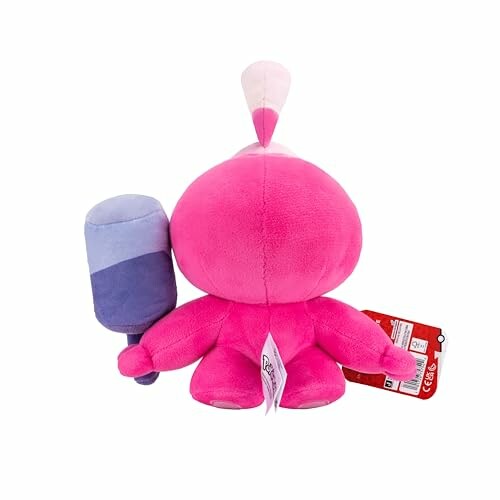 Roze pluche speelgoedfiguur met paarse ijslolly
