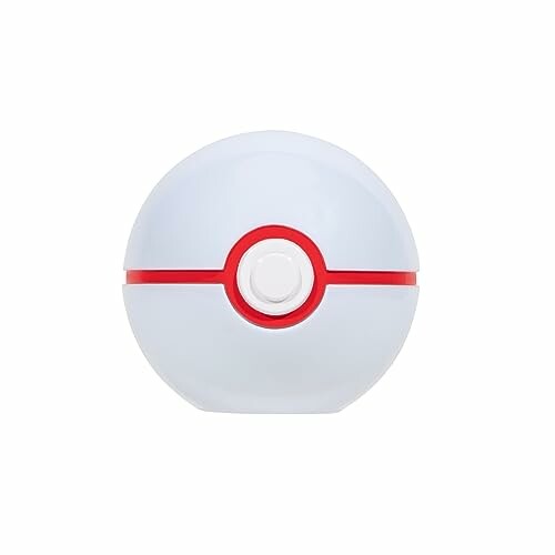 Witte en rode Pokébal op witte achtergrond.