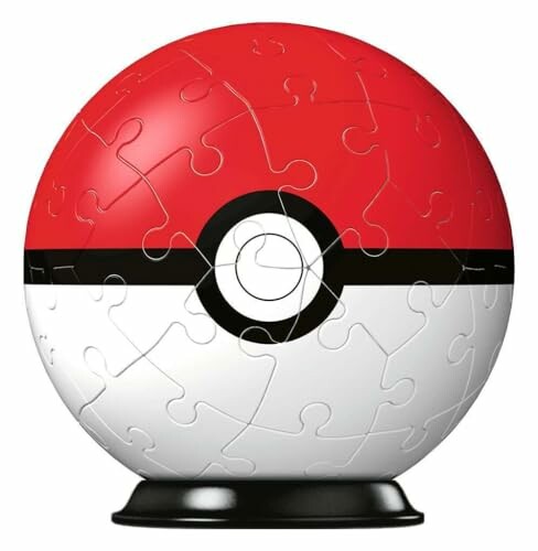 Ronde puzzelbal in de stijl van een Pokéball.