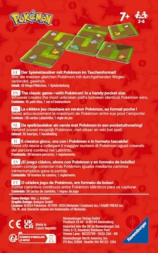 Achterkant van een Pokémon-bordspeldoos met spelregels.