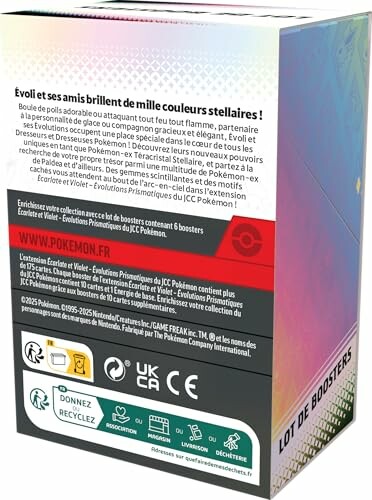 Achterkant van een Pokémon booster pack doos
