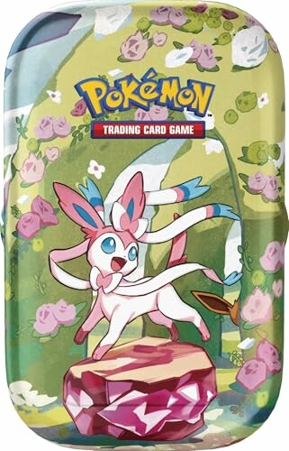Een Pokémon kaartspel blik met kleurrijke illustraties