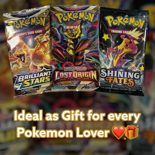 Drie Pokémon-kaartpakketten met cadeau-idee.