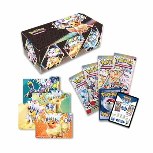 Pokémon verzamelbox met kaarten en accessoires.
