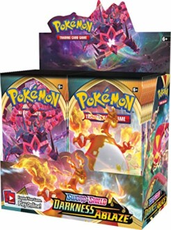 Pokémon Darkness Ablaze boosterdoos met kaarten.