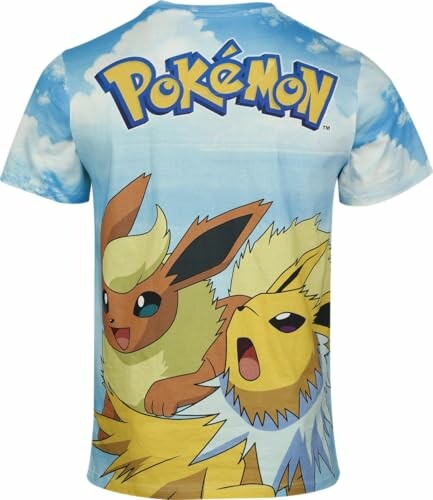 Achterkant van een T-shirt met Pokémon-design van Eevee en evoluties.