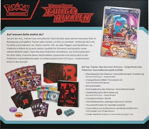 Pokémon verzamelkaarten en accessoires met Team Rocket thema.