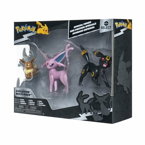 Speelgoedset met Eevee, Espeon en Umbreon figuren.