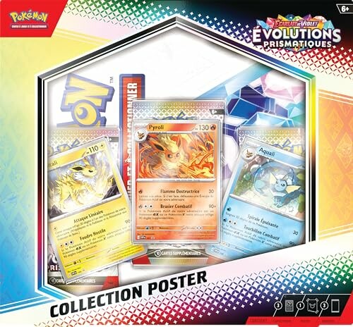 Pokémon verzamelposter met kaarten van Pyroli en Aquali