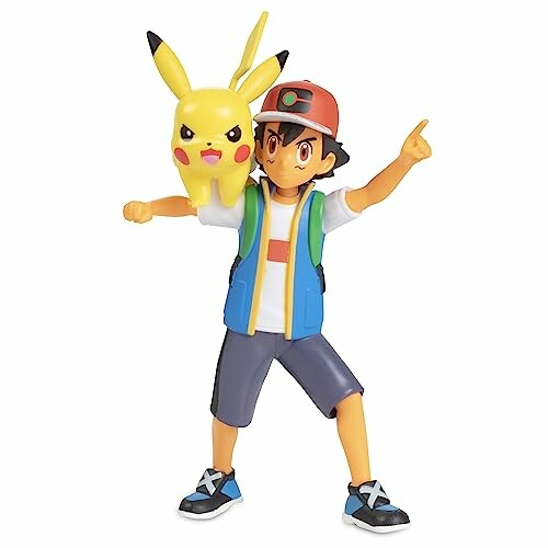 Speelgoedfiguur van Ash met Pikachu op schouder