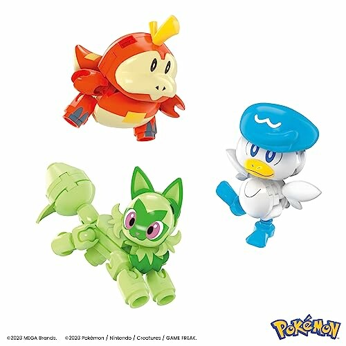 Drie bouwbare Pokémon-figuren van MEGA Bloks.