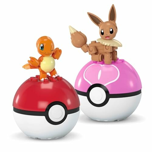 Charmander en Eevee op Pokéballen