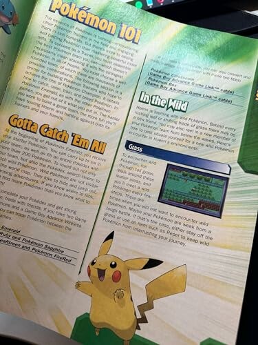 Pagina uit Pokémon-gids met Pikachu en instructies.