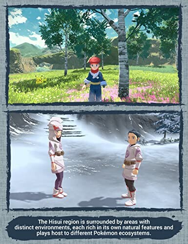 Personages in verschillende Pokémon-ecosystemen.
