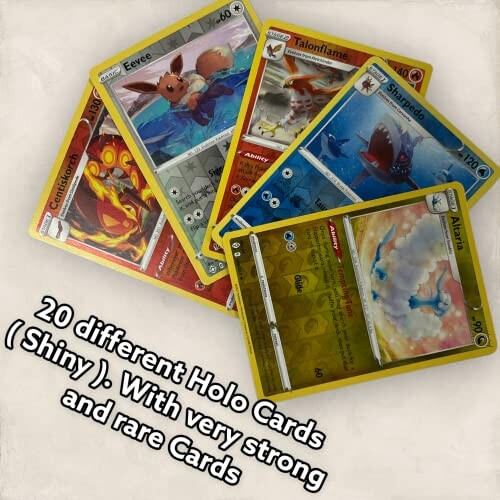 Verschillende glimmende Pokémon-kaarten