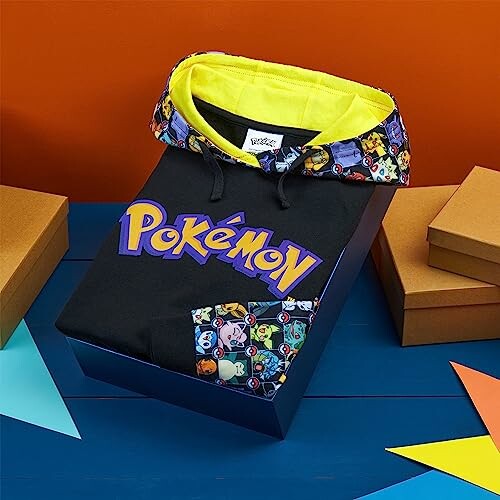 Zwarte Pokémon hoodie met kleurrijke patronen