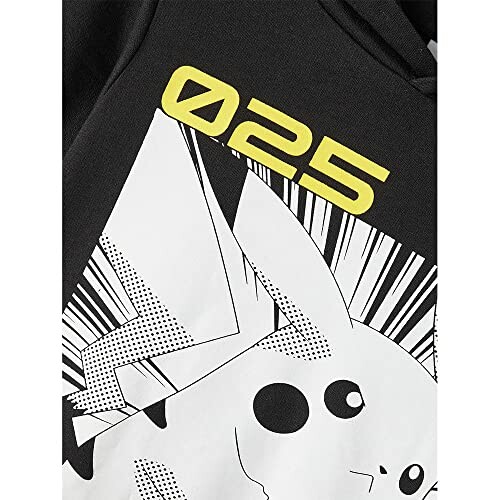 Zwarte trui met Pikachu en nummer 025