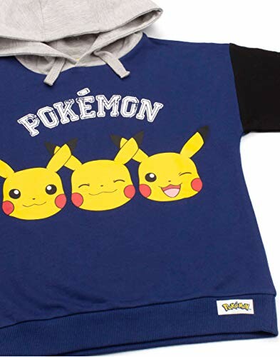 Blauwe Pokémon hoodie met drie Pikachu gezichten