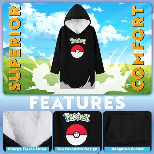 Zwarte Pokémon hoodie met kenmerken