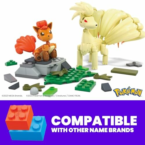 Bouwstenen van Pokémon met Vulpix en Ninetales figuren