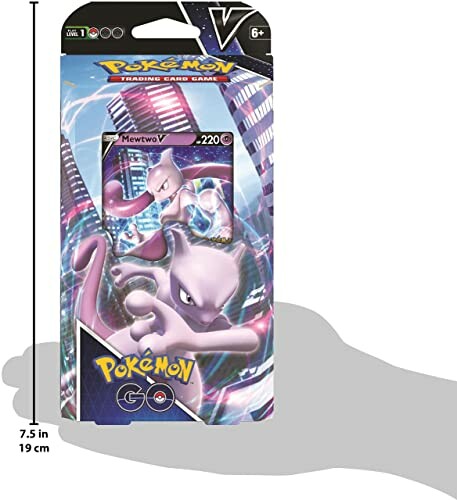 Pokémon Mewtwo V kaartverpakking met afbeeldingsachtergrond