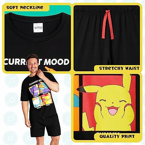 Zwarte pyjama met Pokémon-print en comfortabele pasvorm.