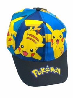 Blauwe pet met Pikachu afbeeldingen en Pokémon logo