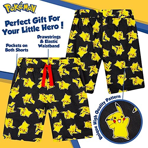 Kinderbroekjes met Pikachu patroon en elastische tailleband.