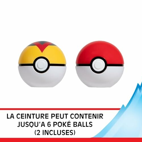 Twee Poké Balls, één geel en één rood.