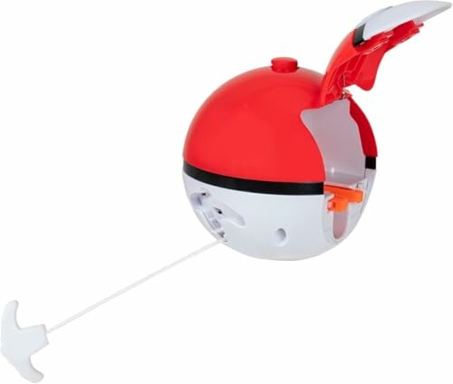 Rode en witte Pokébal met open deksel en trekkoord