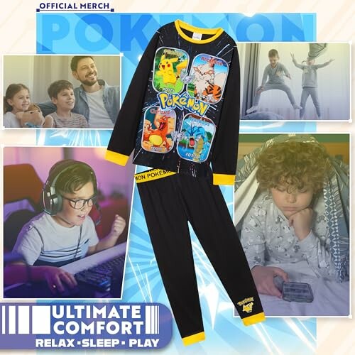 Kinderen genieten van Pokémon-thema pyjama's met comfort en plezier.