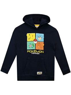 Zwarte hoodie met Pokémon-karakters en trainertekst