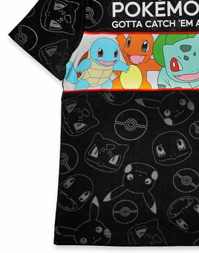 Zwart T-shirt met Pokémon-ontwerp en tekst
