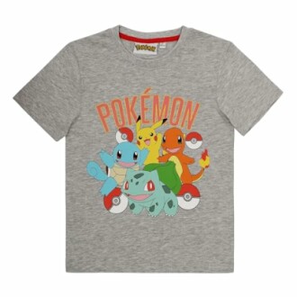 Grijs T-shirt met Pokémon-figuren