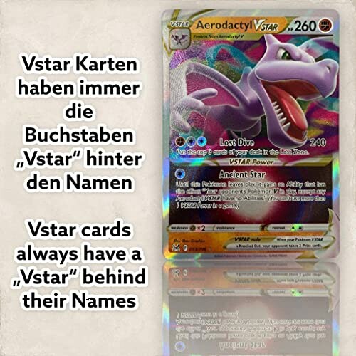 Aerodactyl Vstar Pokémon kaart met uitleg