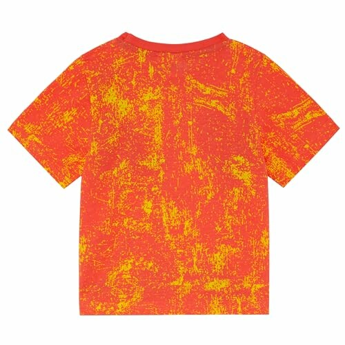 Rood en geel getextureerd T-shirt, achterkant